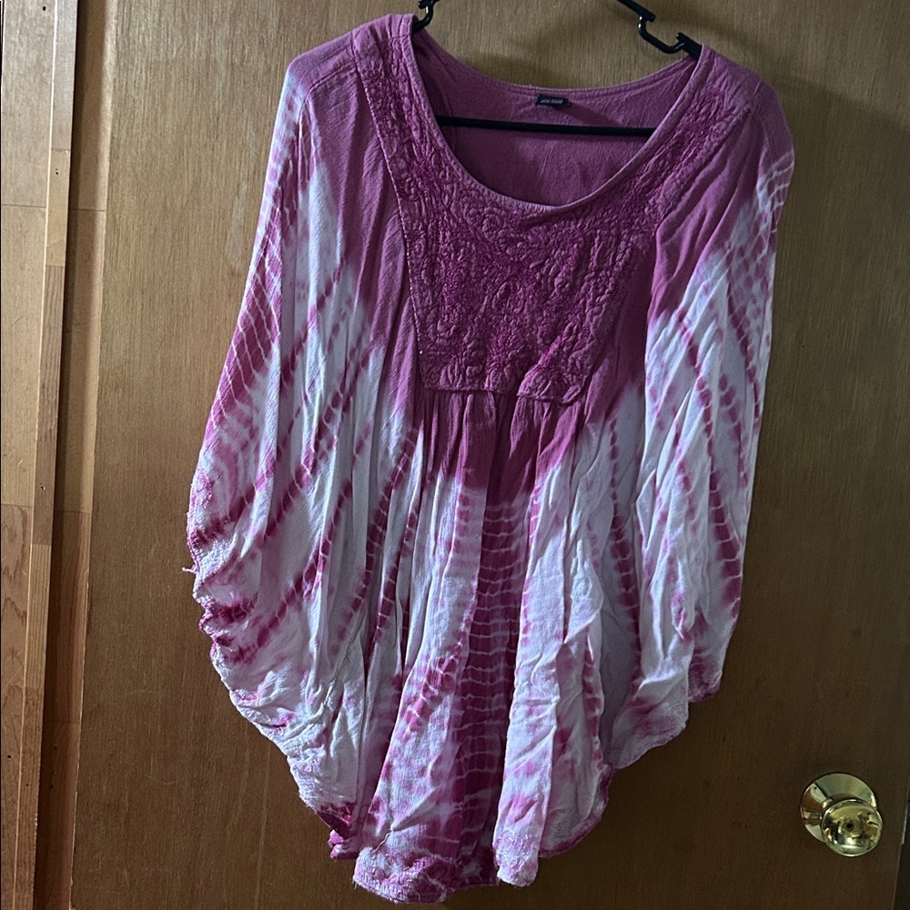 Elegant Pink Tie-Dye Women's Tunic